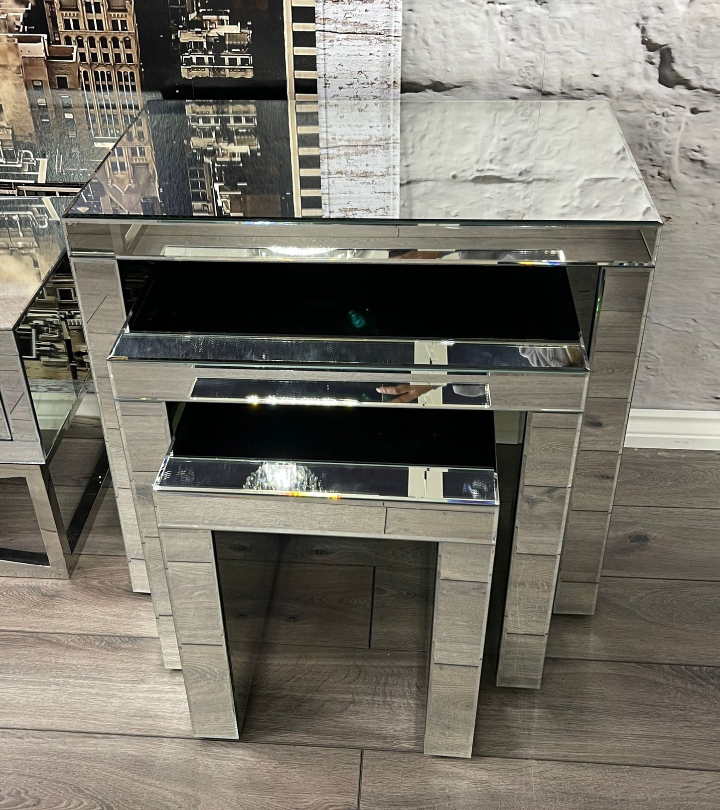 Set of 3 Mirror Nest Of Tables