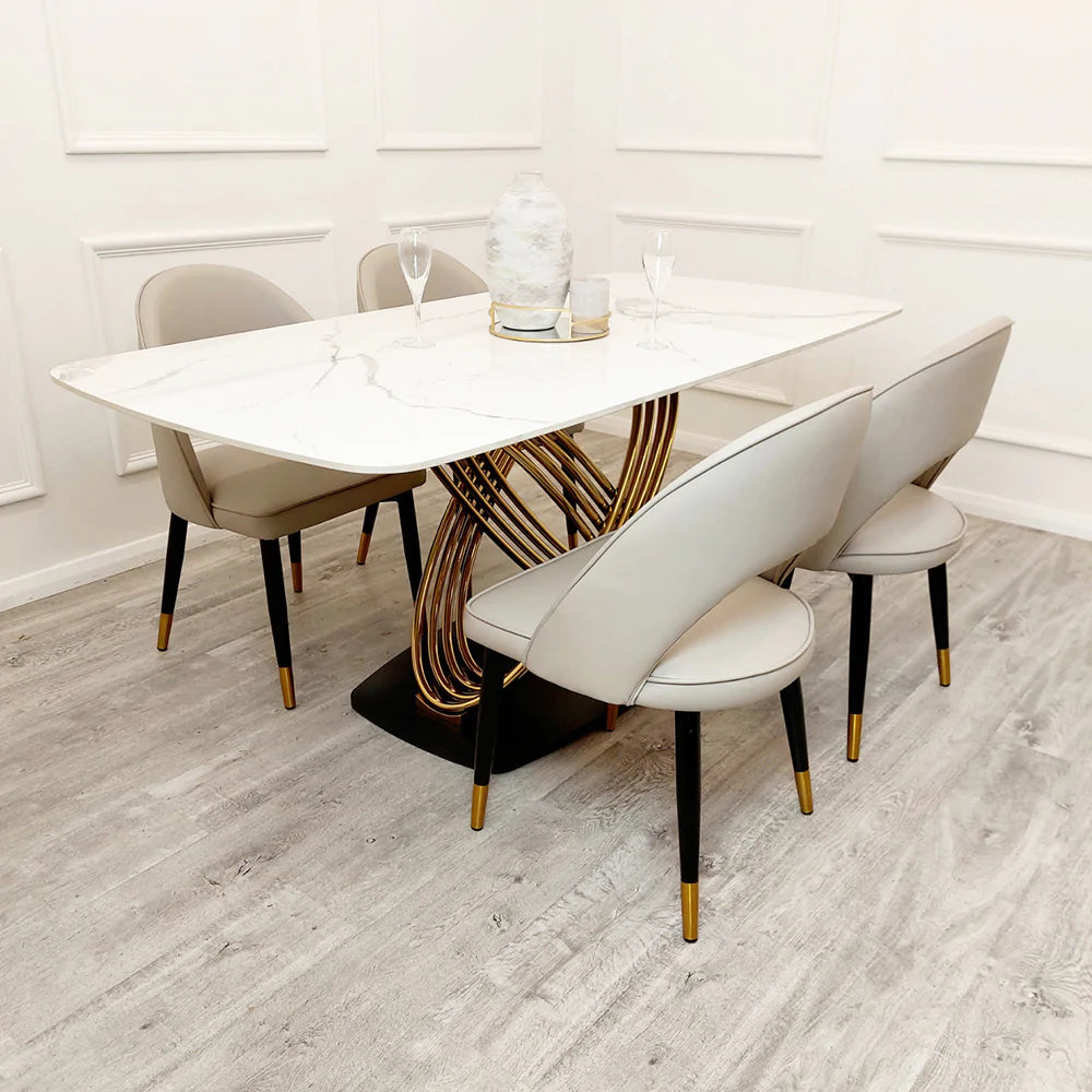 Lucien 1.8m Gold Dining Set