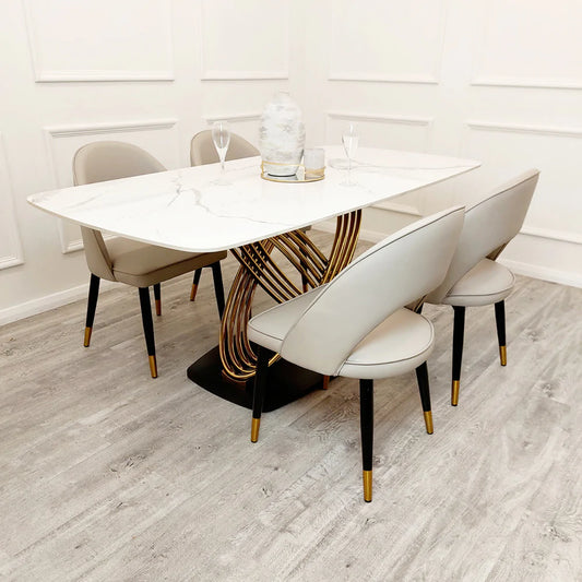 Lucien 1.8m Gold Dining Set