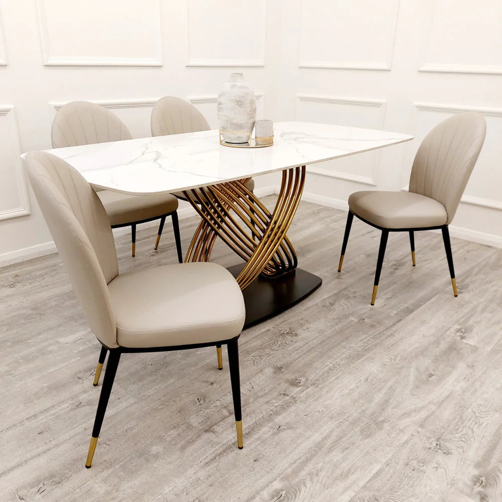 Lucien 1.8m Gold Dining Set