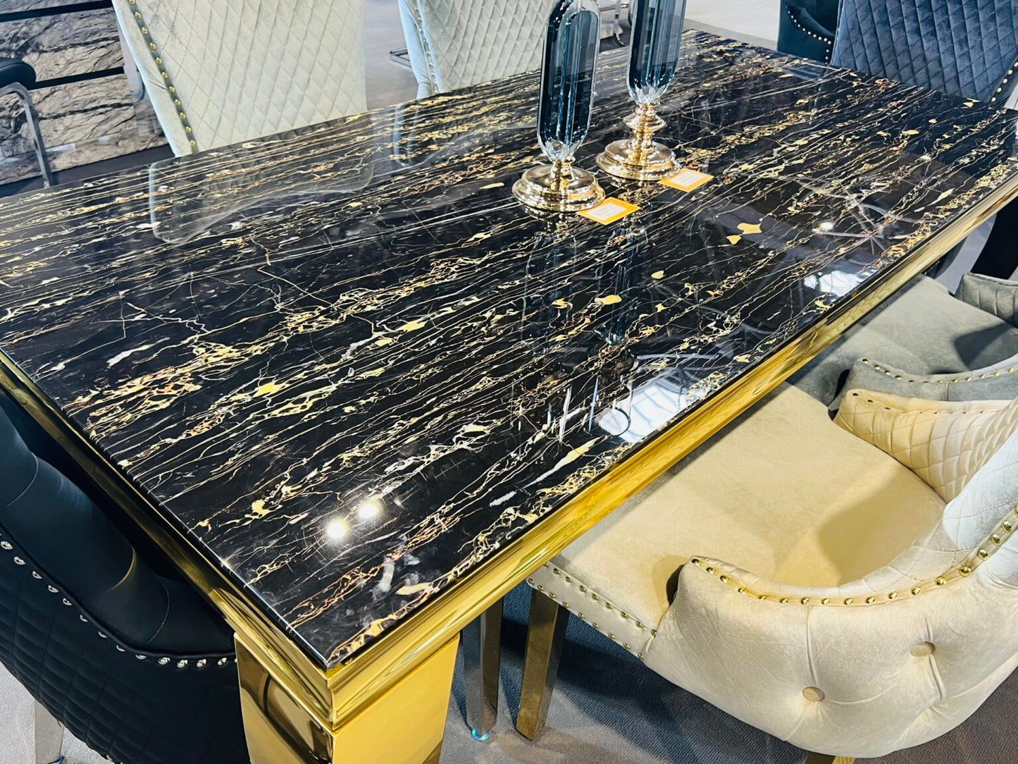 Leanne Black Marble Dining Table