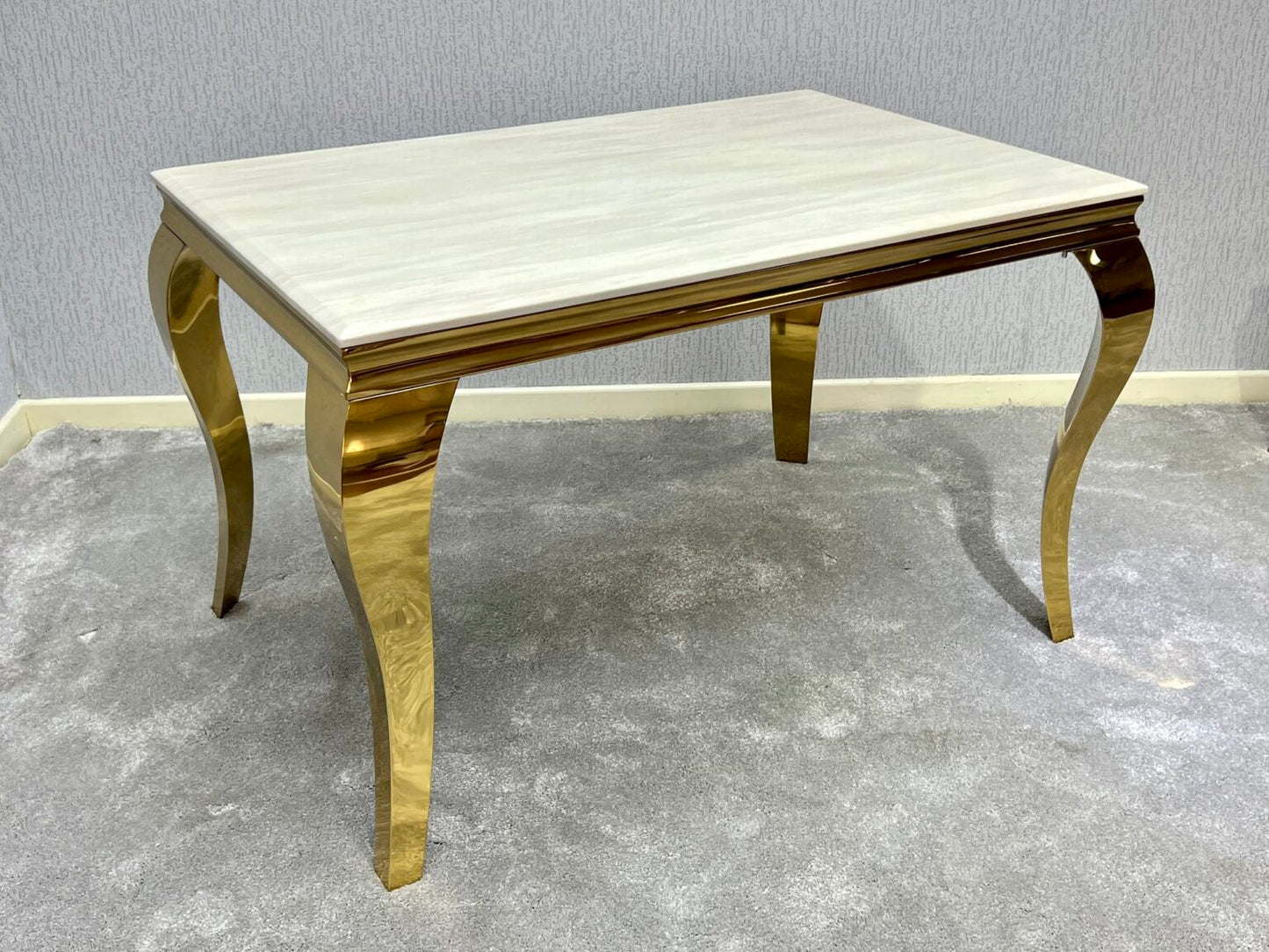 Leanne 1.6m Gold/Cream Dining Set